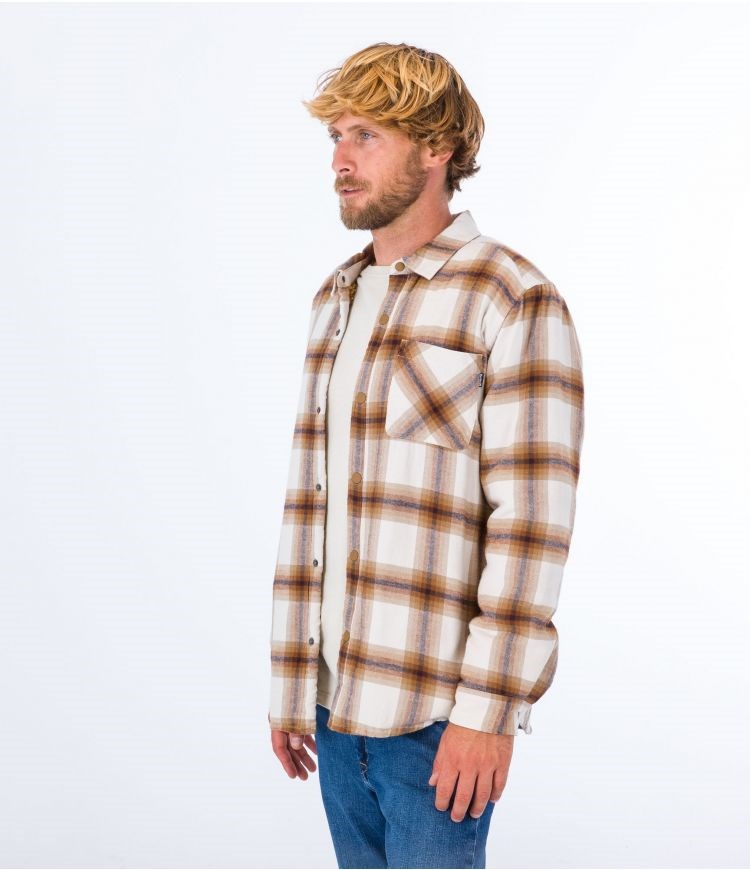 Hurley Shirt Flannel Portland Sherpa Gefütterte Barely Bone | 62FRESMYG