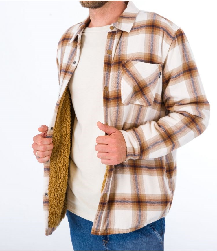 Hurley Shirt Flannel Portland Sherpa Gefütterte Barely Bone | 62FRESMYG