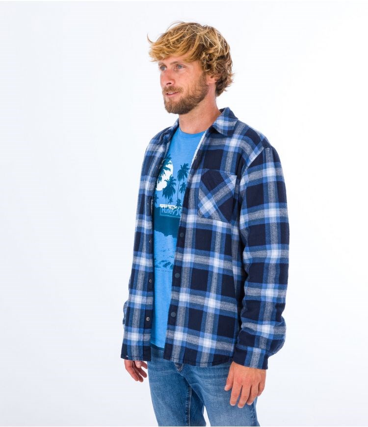 Hurley Shirt Flannel Portland Sherpa Gefütterte Navy | 78GVUREJF