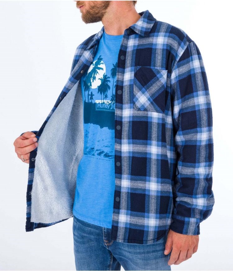 Hurley Shirt Flannel Portland Sherpa Gefütterte Navy | 78GVUREJF