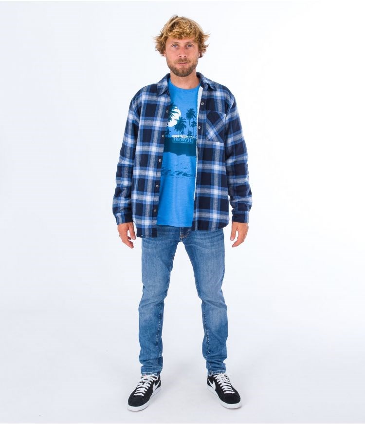 Hurley Shirt Flannel Portland Sherpa Gefütterte Navy | 78GVUREJF