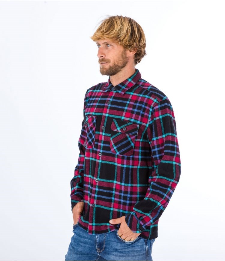 Hurley Shirt Flannel Santa Cruz Shoreline Schwarz | 60UECYHMQ