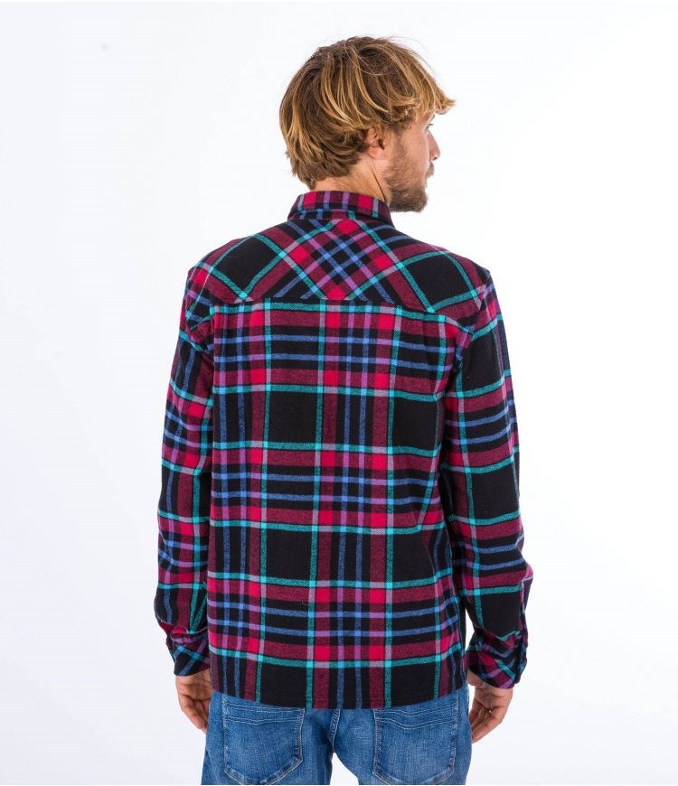 Hurley Shirt Flannel Santa Cruz Shoreline Schwarz | 60UECYHMQ
