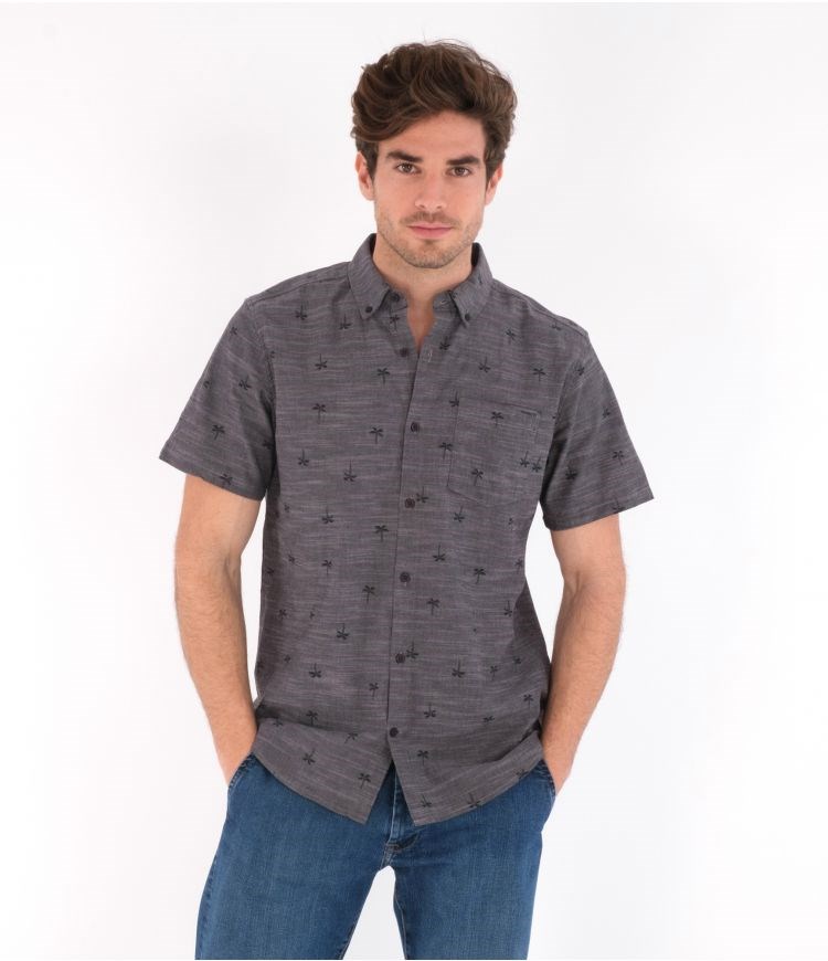 Hurley Shirt Kurzes Sleeve Organic O&o Stretch Print Schwarz | 23ZJHFTDP