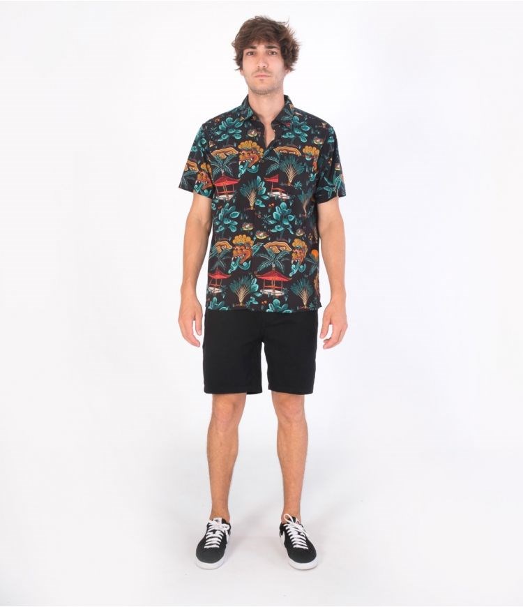 Hurley Shirt Kurzes Sleeve Rincon Schwarz | 95OJYCNDG