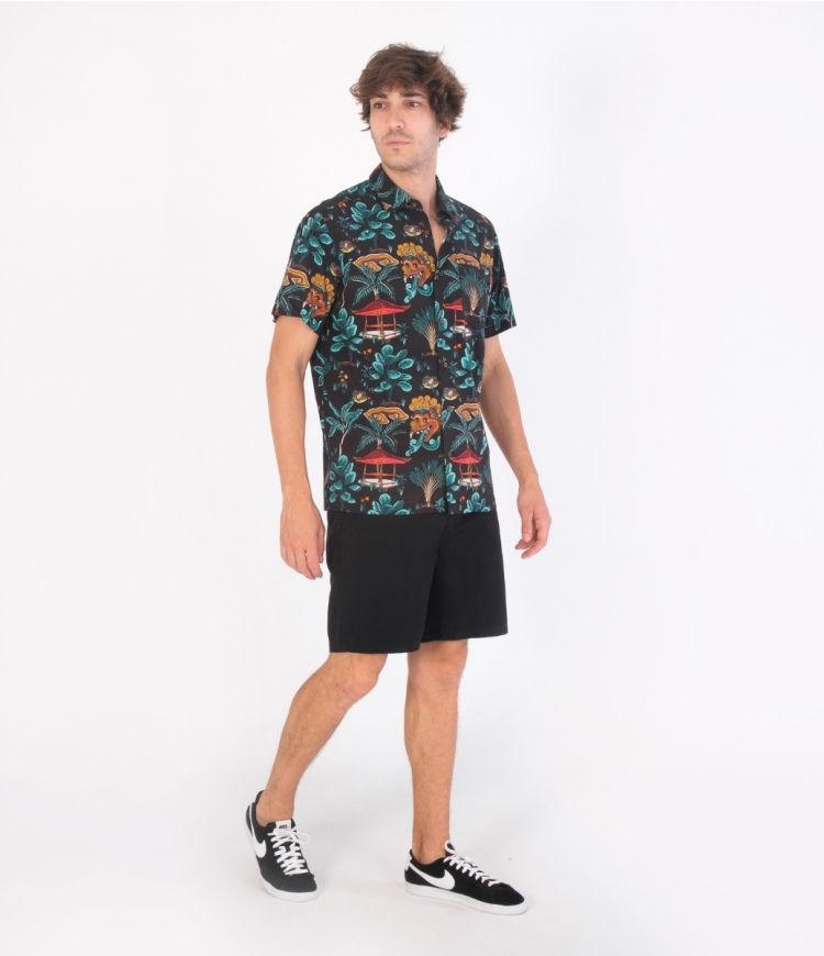 Hurley Shirt Kurzes Sleeve Rincon Schwarz | 95OJYCNDG