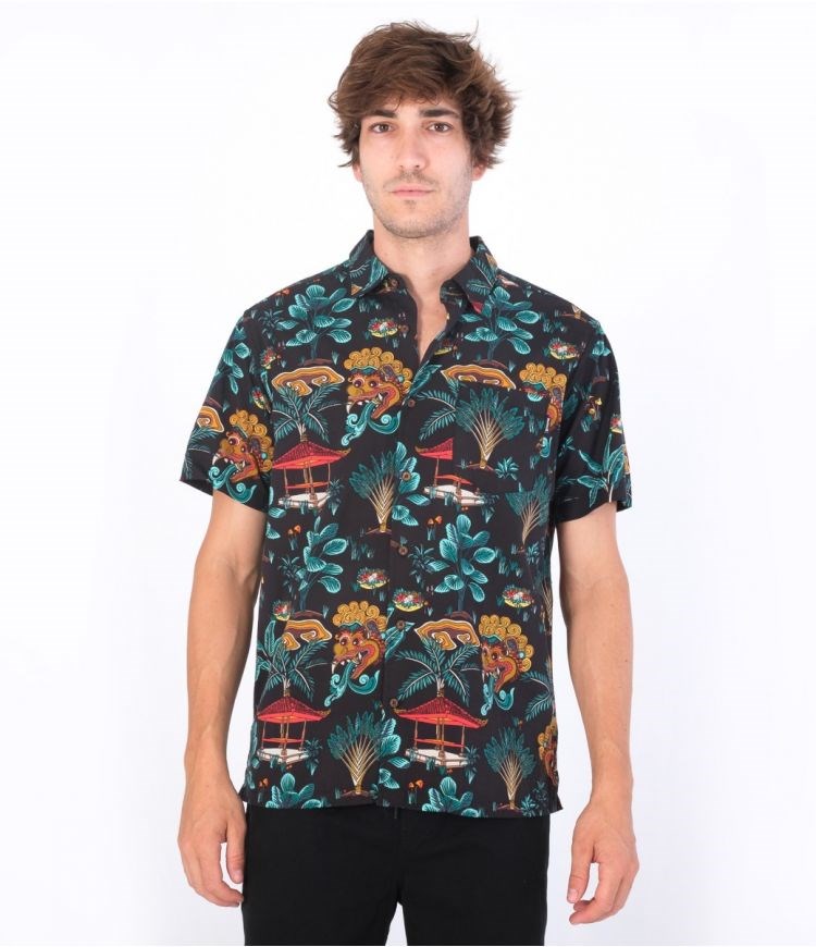 Hurley Shirt Kurzes Sleeve Rincon Schwarz | 95OJYCNDG