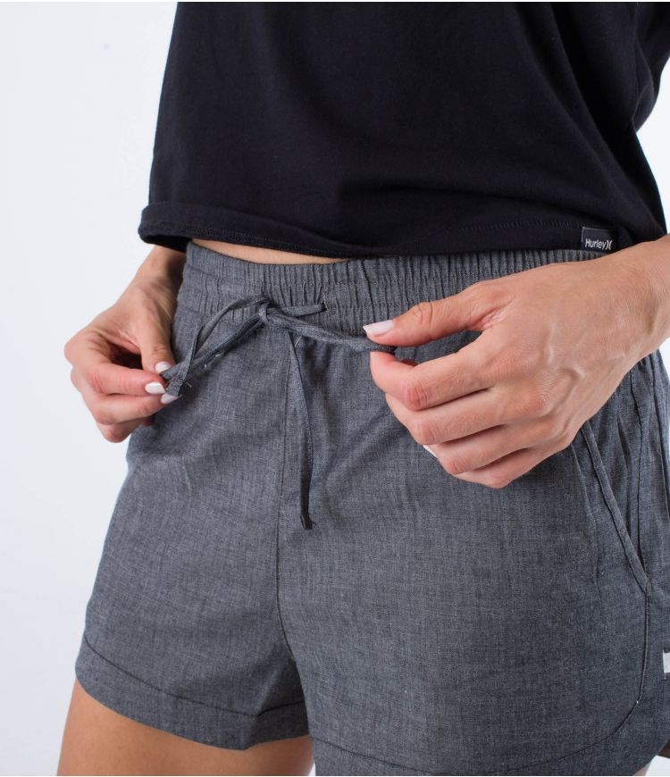 Hurley Shorts High Waisted Cindy Chambray Schwarz | 81VPCJZYD