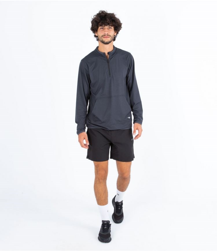 Hurley Sweatshirt 1/4 Zip Mesa Onshore Grau | 38CUIBNVM