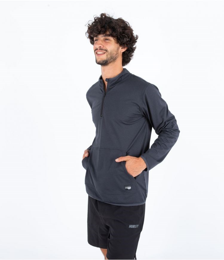 Hurley Sweatshirt 1/4 Zip Mesa Onshore Grau | 38CUIBNVM