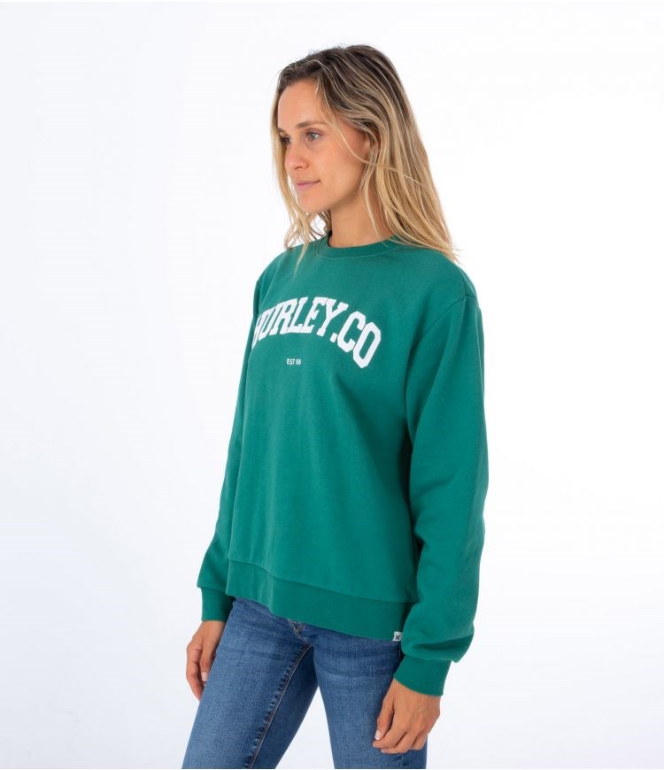Hurley Sweatshirt Crew Neck Authentic Grün | 05GWBJTSD