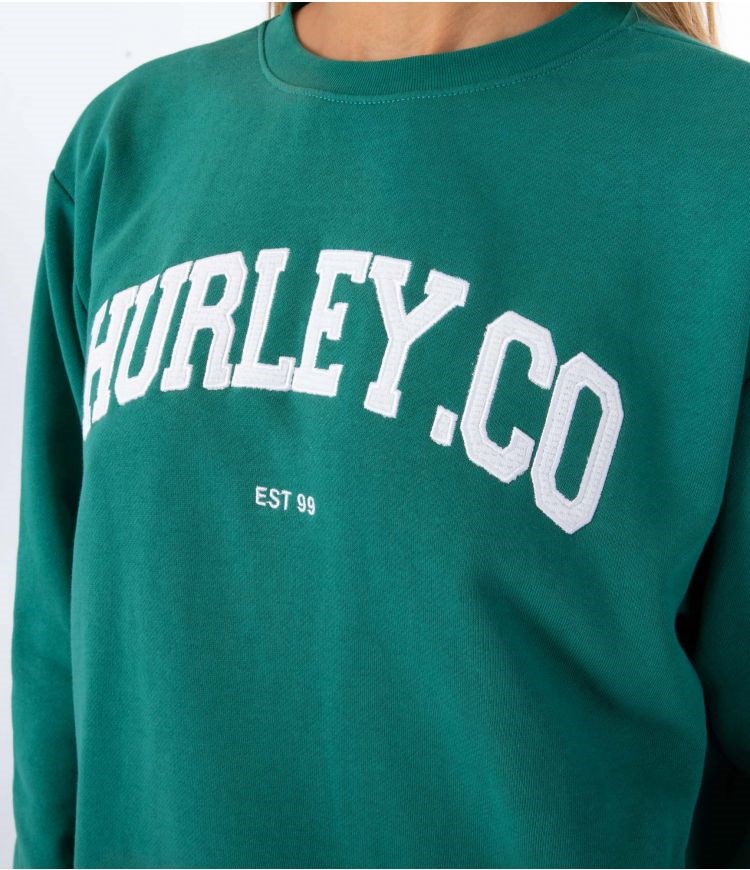 Hurley Sweatshirt Crew Neck Authentic Grün | 05GWBJTSD