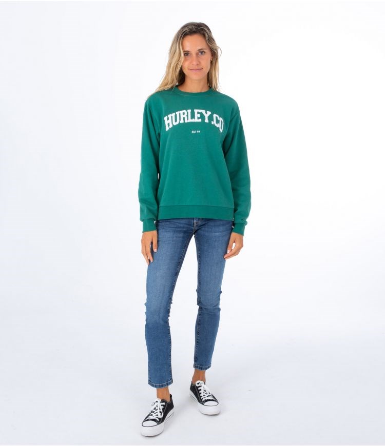 Hurley Sweatshirt Crew Neck Authentic Grün | 05GWBJTSD