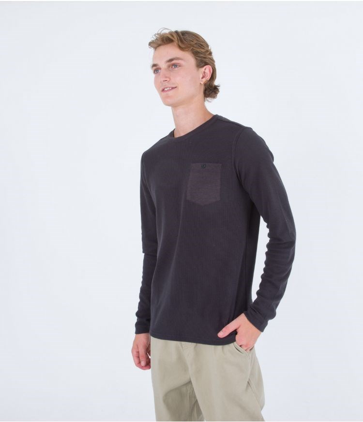 Hurley Sweatshirt Crew Neck Felton Thermal Crew Schwarz | 94QLARUWC