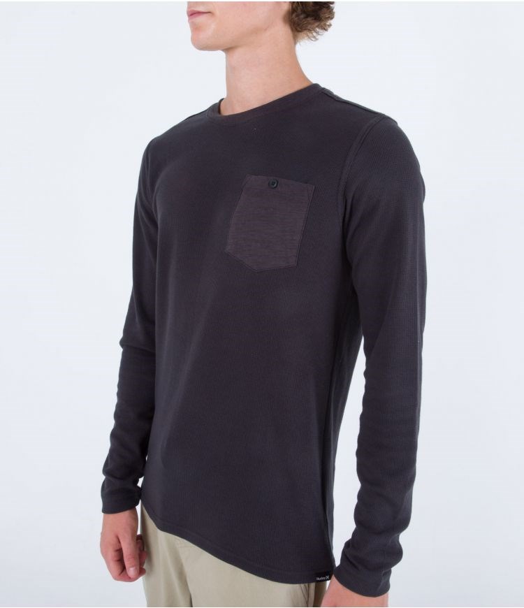 Hurley Sweatshirt Crew Neck Felton Thermal Crew Schwarz | 94QLARUWC