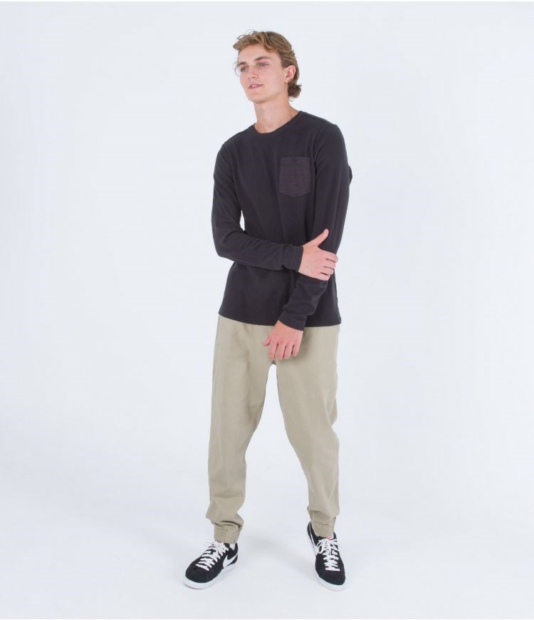 Hurley Sweatshirt Crew Neck Felton Thermal Crew Schwarz | 94QLARUWC