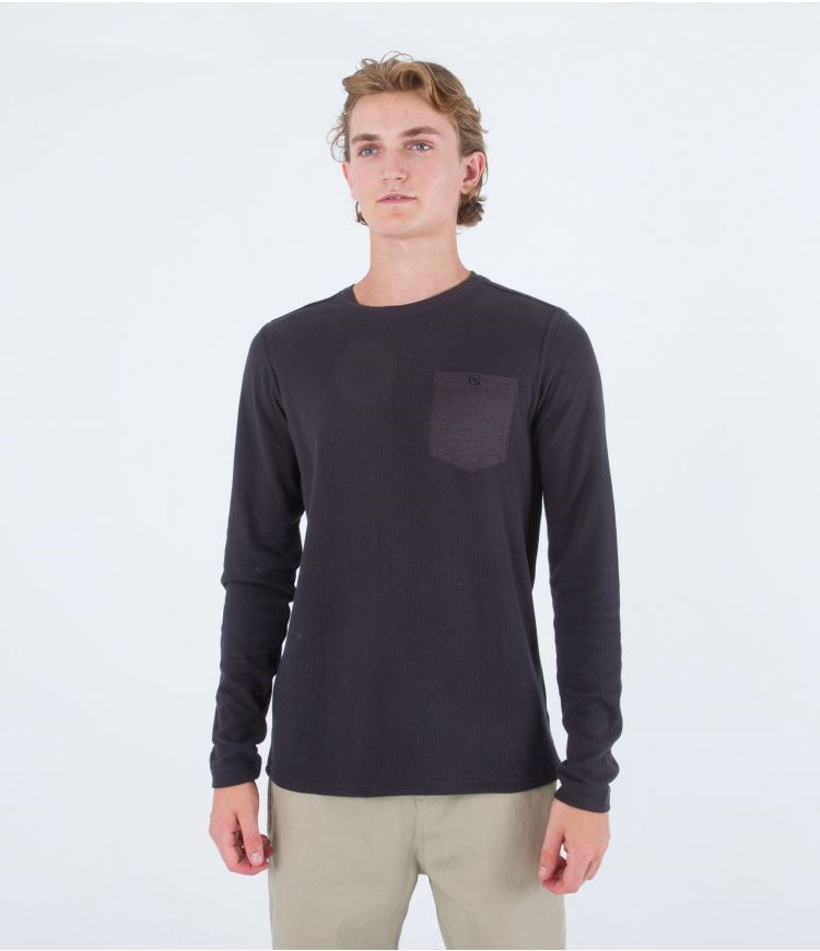 Hurley Sweatshirt Crew Neck Felton Thermal Crew Schwarz | 94QLARUWC