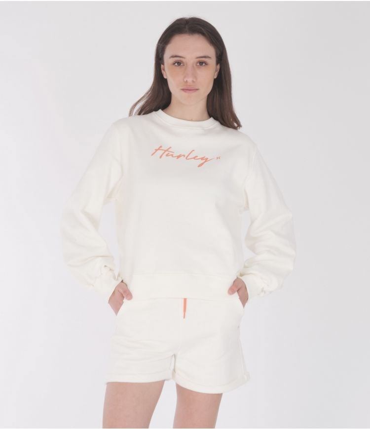 Hurley Sweatshirt Crew Neck Oceancare O&o Script Marshmallow | 56DQSJAYC