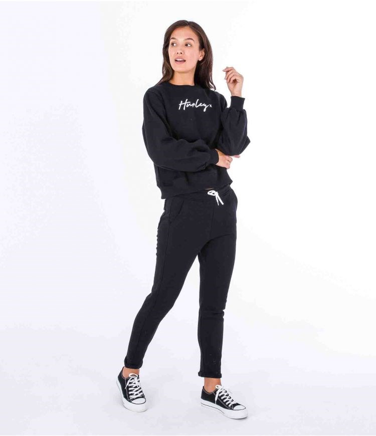 Hurley Sweatshirt Crew Neck Oceancare O&o Script Schwarz | 94YPBAUFD