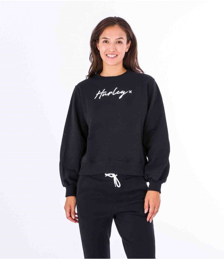 Hurley Sweatshirt Crew Neck Oceancare O&o Script Schwarz | 94YPBAUFD