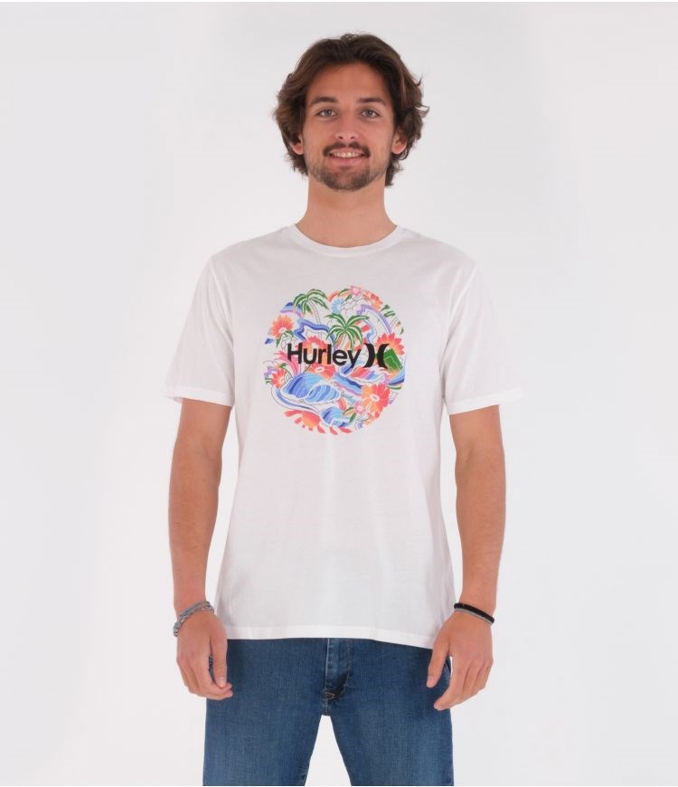 Hurley T-shirt Kurzes Sleeve Evd Wash Paradise Trip Weiß | 82RPKNCYZ
