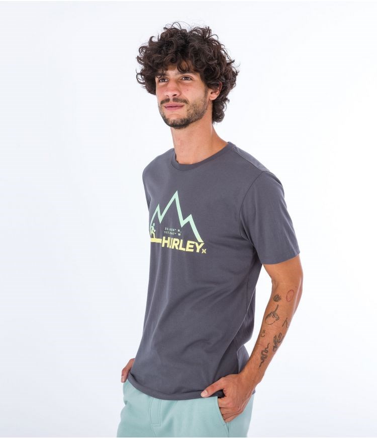Hurley T-shirt Kurzes Sleeve Everyday Explore Mountain Man Grau | 83YTXUGRP