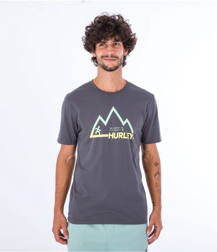 Hurley T-shirt Kurzes Sleeve Everyday Explore Mountain Man Grau | 83YTXUGRP