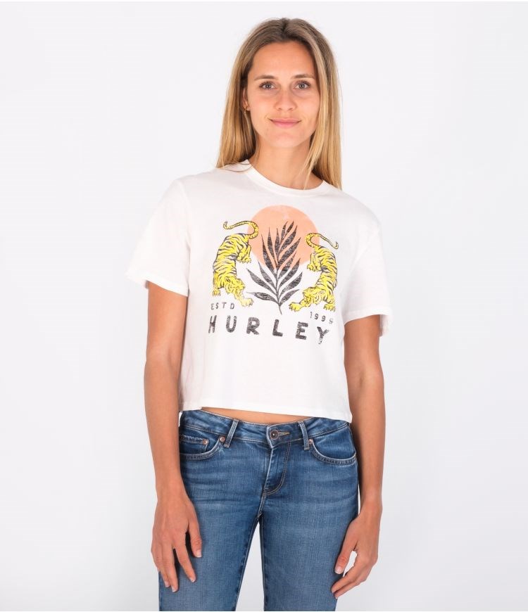 Hurley T-shirt Kurzes Sleeve Le Tigre Cropped Crew Marshmallow | 95QIBRMTG