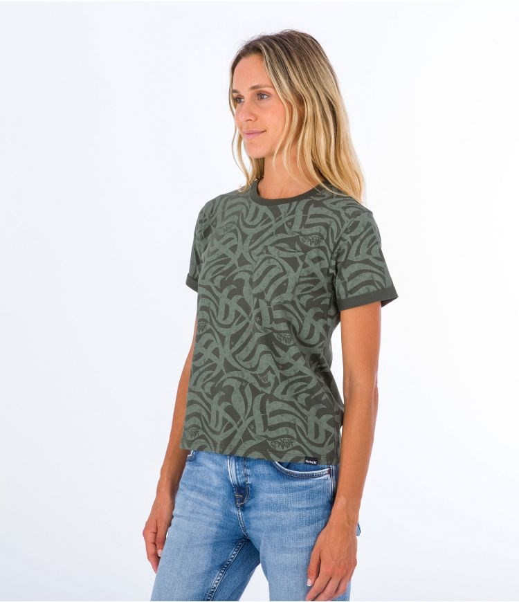 Hurley T-shirt Kurzes Sleeve Ocencare Full Print Olivgrün | 32FVNLWAM