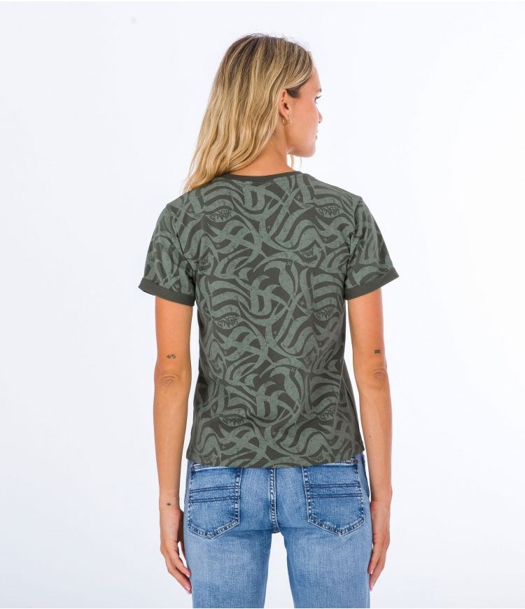 Hurley T-shirt Kurzes Sleeve Ocencare Full Print Olivgrün | 32FVNLWAM