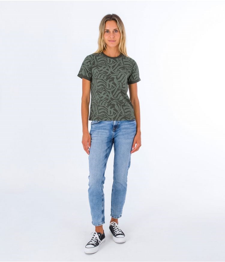 Hurley T-shirt Kurzes Sleeve Ocencare Full Print Olivgrün | 32FVNLWAM
