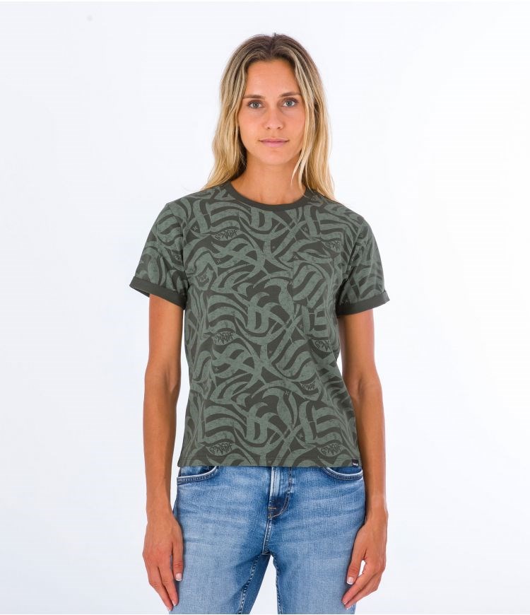 Hurley T-shirt Kurzes Sleeve Ocencare Full Print Olivgrün | 32FVNLWAM