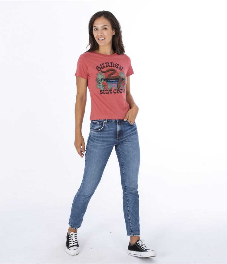 Hurley T-shirt Kurzes Sleeve Slither Perfect Rot | 94HWYQOXZ