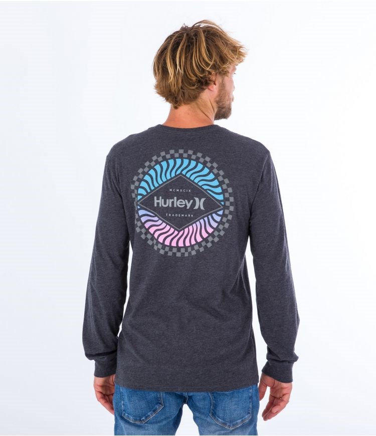 Hurley T-shirt Long Sleeve Everyday Circular Schwarz | 93IMQZJXK