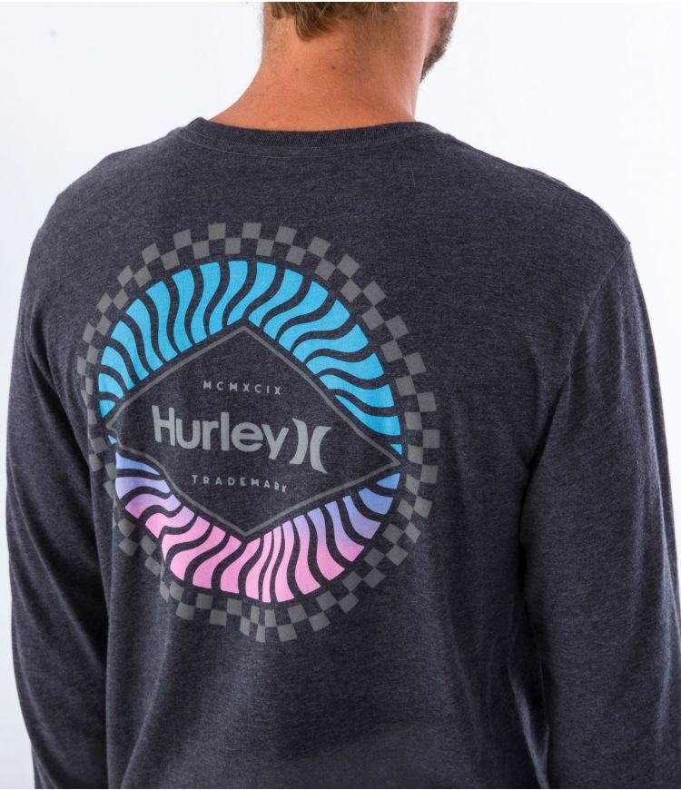 Hurley T-shirt Long Sleeve Everyday Circular Schwarz | 93IMQZJXK
