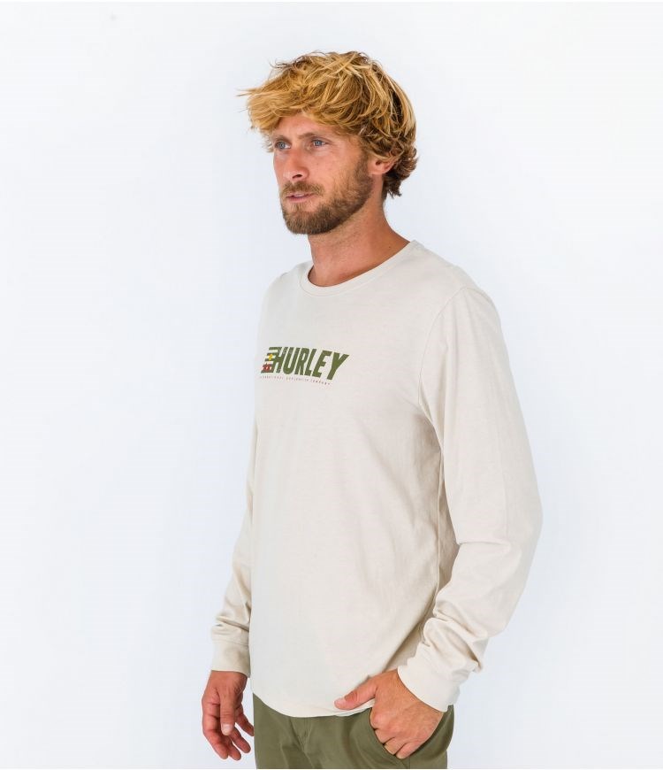 Hurley T-shirt Long Sleeve Everyday Explore Expolation Bone | 28PSNMOID