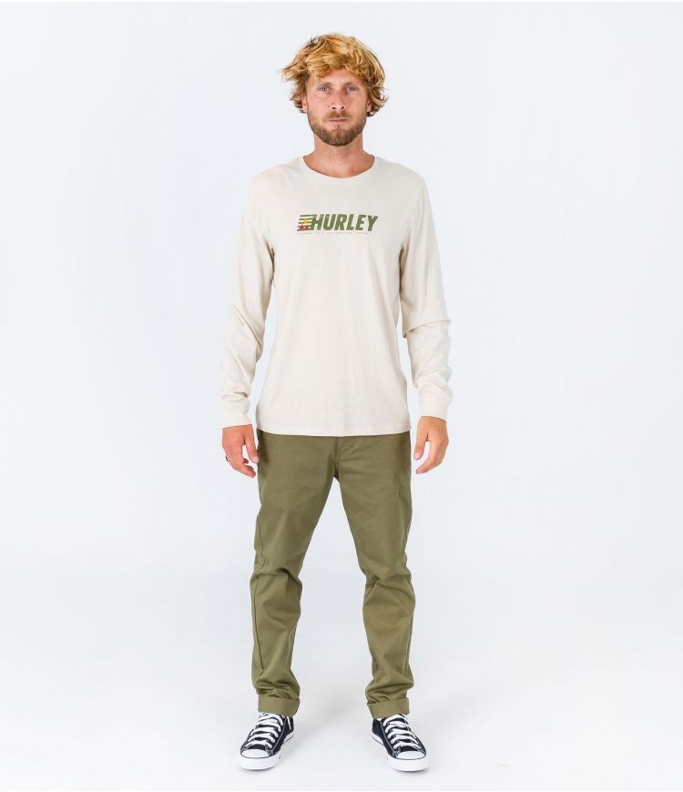 Hurley T-shirt Long Sleeve Everyday Explore Expolation Bone | 28PSNMOID