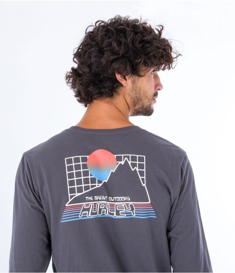 Hurley T-shirt Long Sleeve Everyday Explore The Great Outdoors Grau | 31EUKPQNB