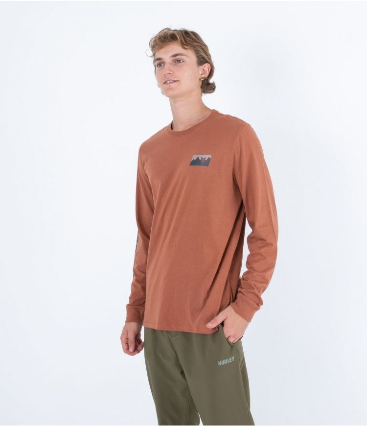 Hurley T-shirt Long Sleeve Everyday Range Zion Rust | 65IEZWSTH