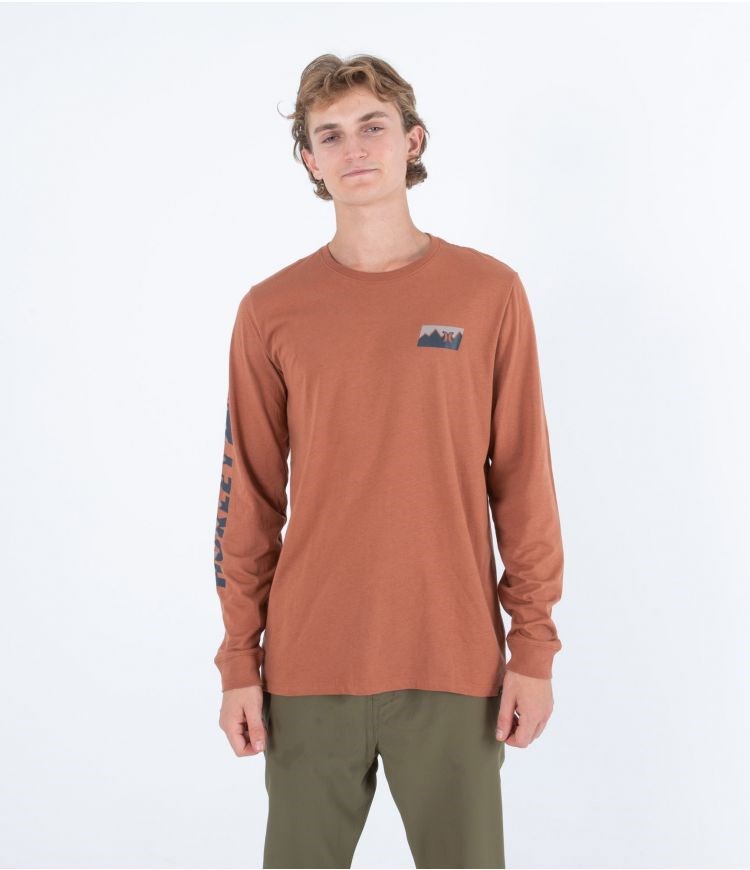 Hurley T-shirt Long Sleeve Everyday Range Zion Rust | 65IEZWSTH