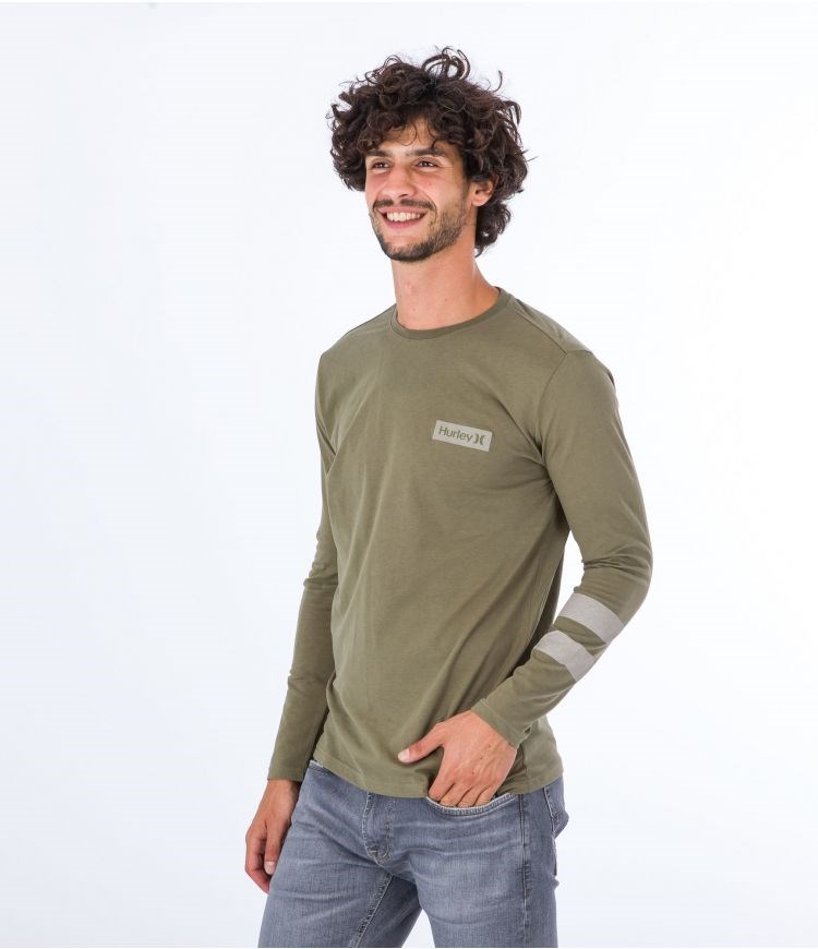 Hurley T-shirt Long Sleeve Oceancare Block Party Dunkelgrün | 02OGMZDCL