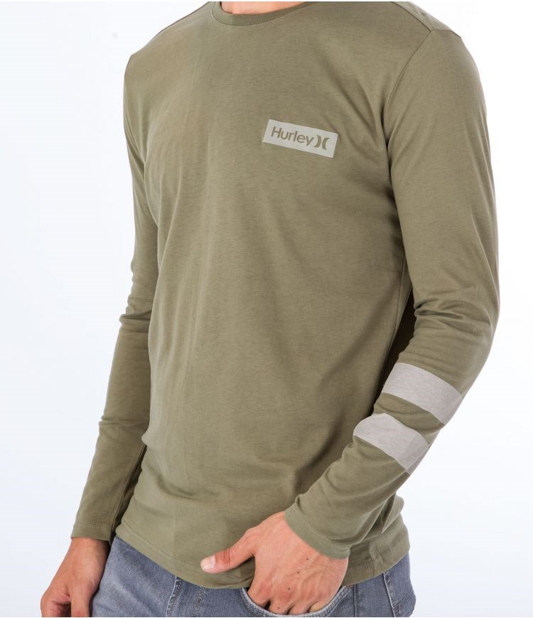 Hurley T-shirt Long Sleeve Oceancare Block Party Dunkelgrün | 02OGMZDCL