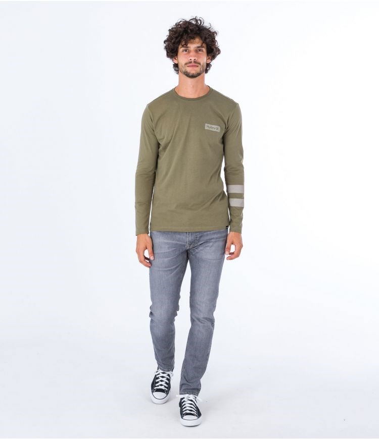 Hurley T-shirt Long Sleeve Oceancare Block Party Dunkelgrün | 02OGMZDCL