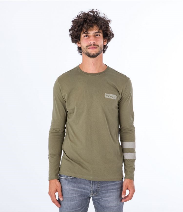 Hurley T-shirt Long Sleeve Oceancare Block Party Dunkelgrün | 02OGMZDCL