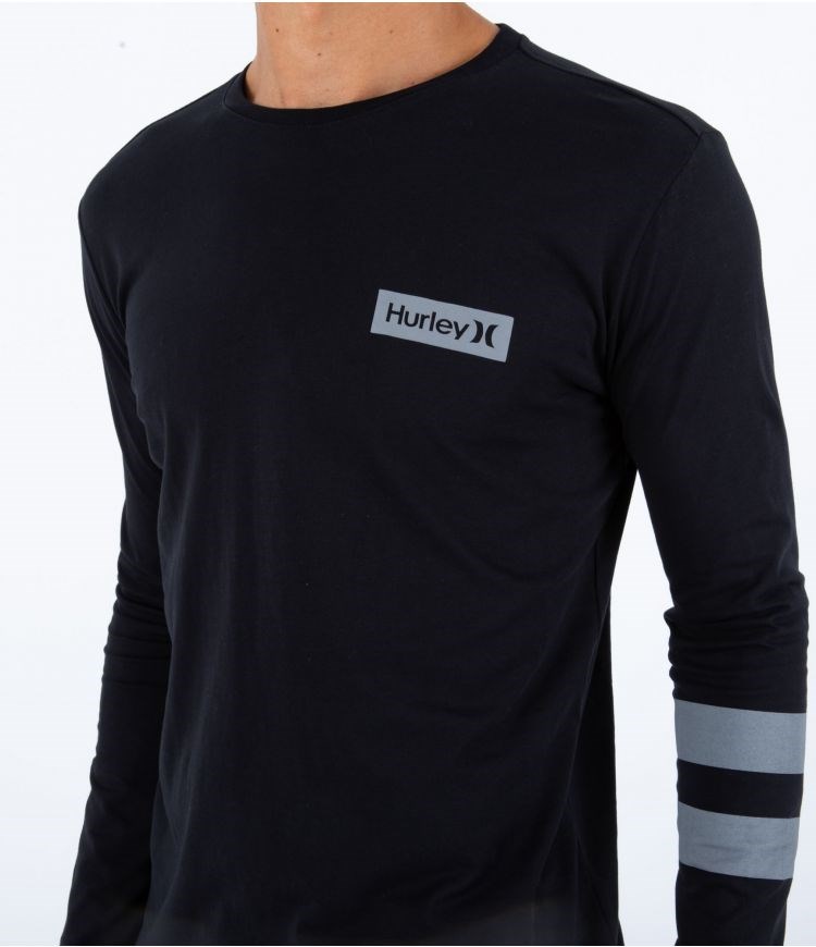 Hurley T-shirt Long Sleeve Oceancare Block Party Schwarz | 42RVUIMZY