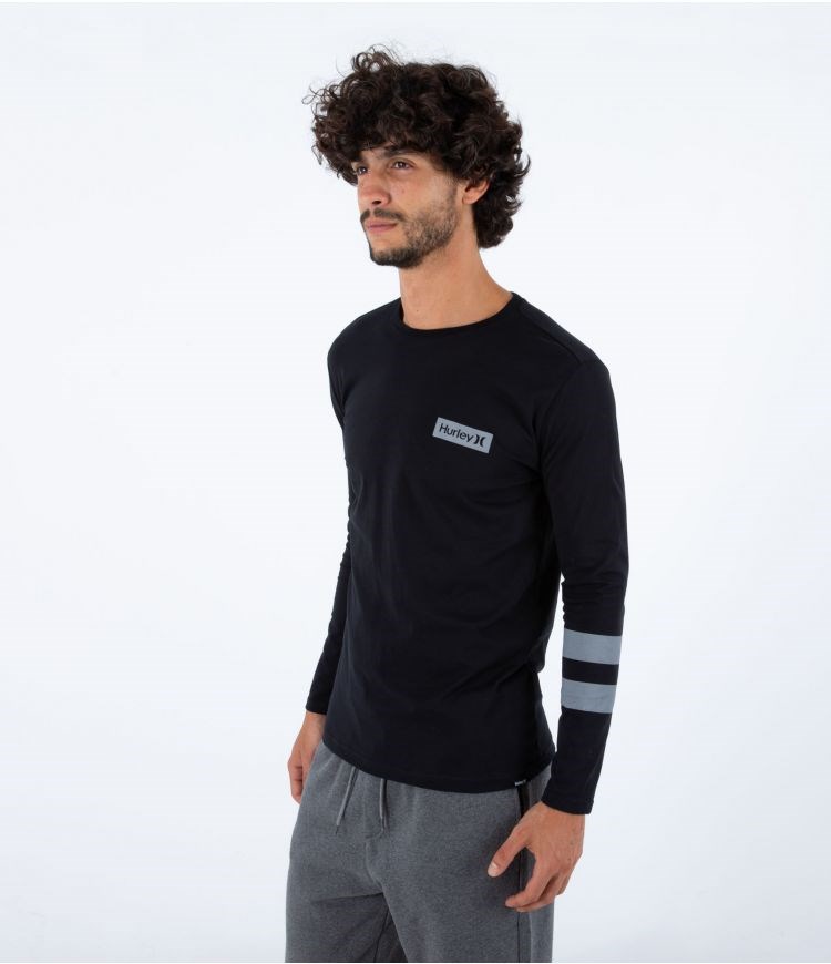 Hurley T-shirt Long Sleeve Oceancare Block Party Schwarz | 42RVUIMZY