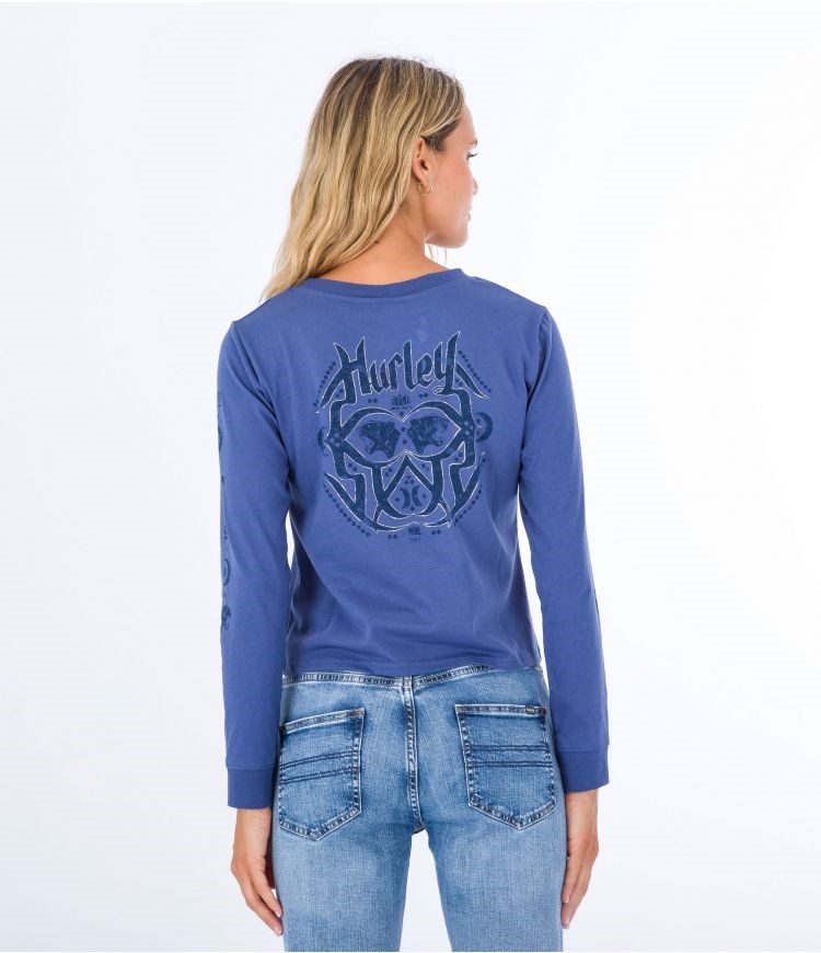 Hurley T-shirt Long Sleeve Oceancare Mona Indigo | 59QVLXZEM