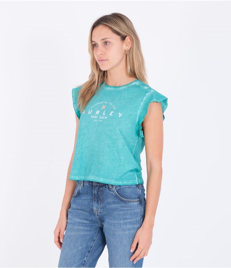Hurley T-shirt With Frill Sleeves Flutter Columbia | 52OALEDRV
