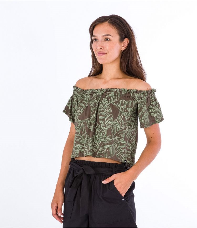 Hurley Top Fluid Off Shoulder Olivgrün | 53MSQGRHE