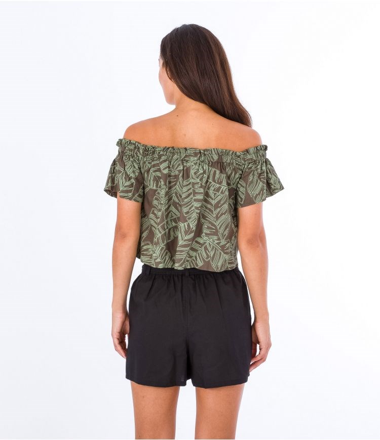 Hurley Top Fluid Off Shoulder Olivgrün | 53MSQGRHE